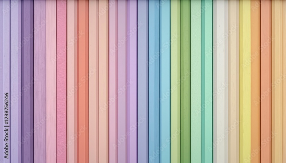 Fototapeta premium Vertical pastel colored planks form a rainbow gradient