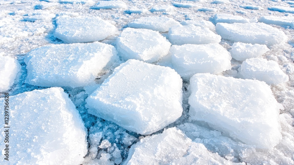Winter ice floes on frozen lake, nature background Winter ice floes on frozen lake, nature background