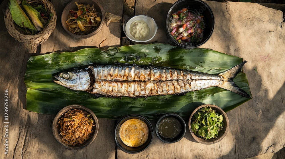 Grilled Fish with Tropical Sides, a Culinary Delight Grilled Fish with Tropical Sides, a Culinary Delight