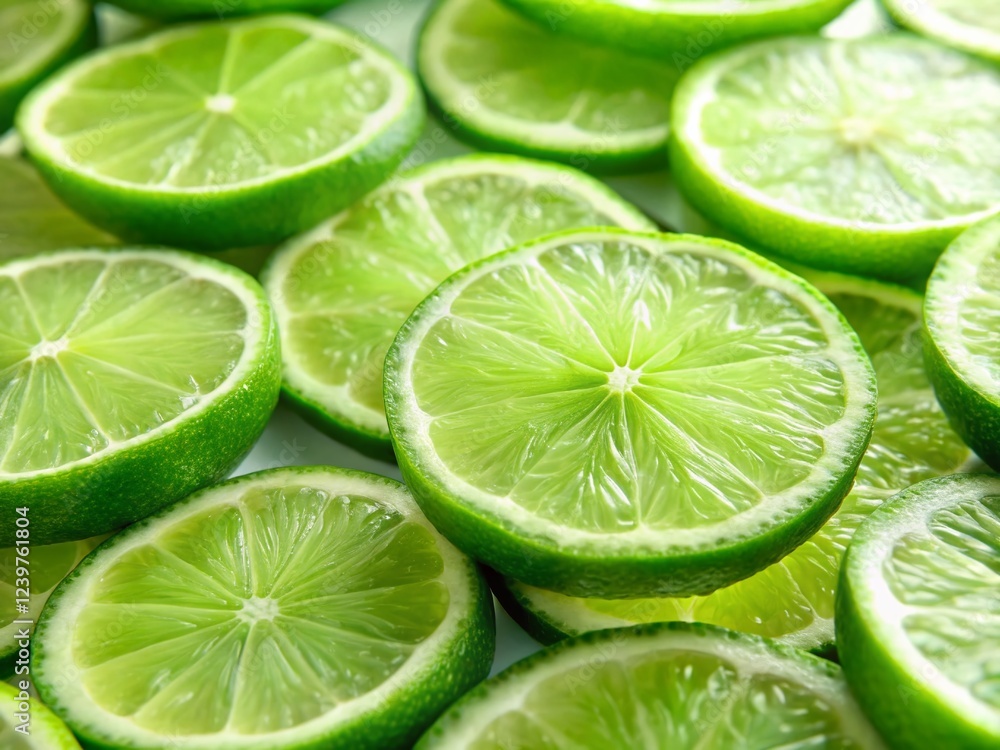 Juicy Lime Slices Close-up on White Background - Vibrant Citrus Photography Juicy Lime Slices Close-up on White Background - Vibrant Citrus Photography