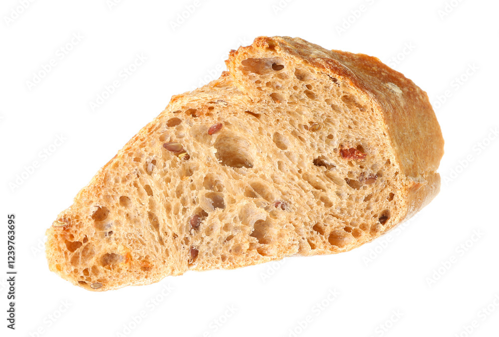 Piece of fresh baguette isolated on white Piece of fresh baguette isolated on white