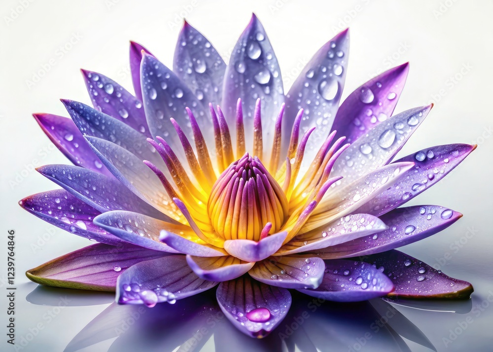 Obraz premium Macro image: pristine white water lily, detailed petals, high-resolution, isolated on white background.