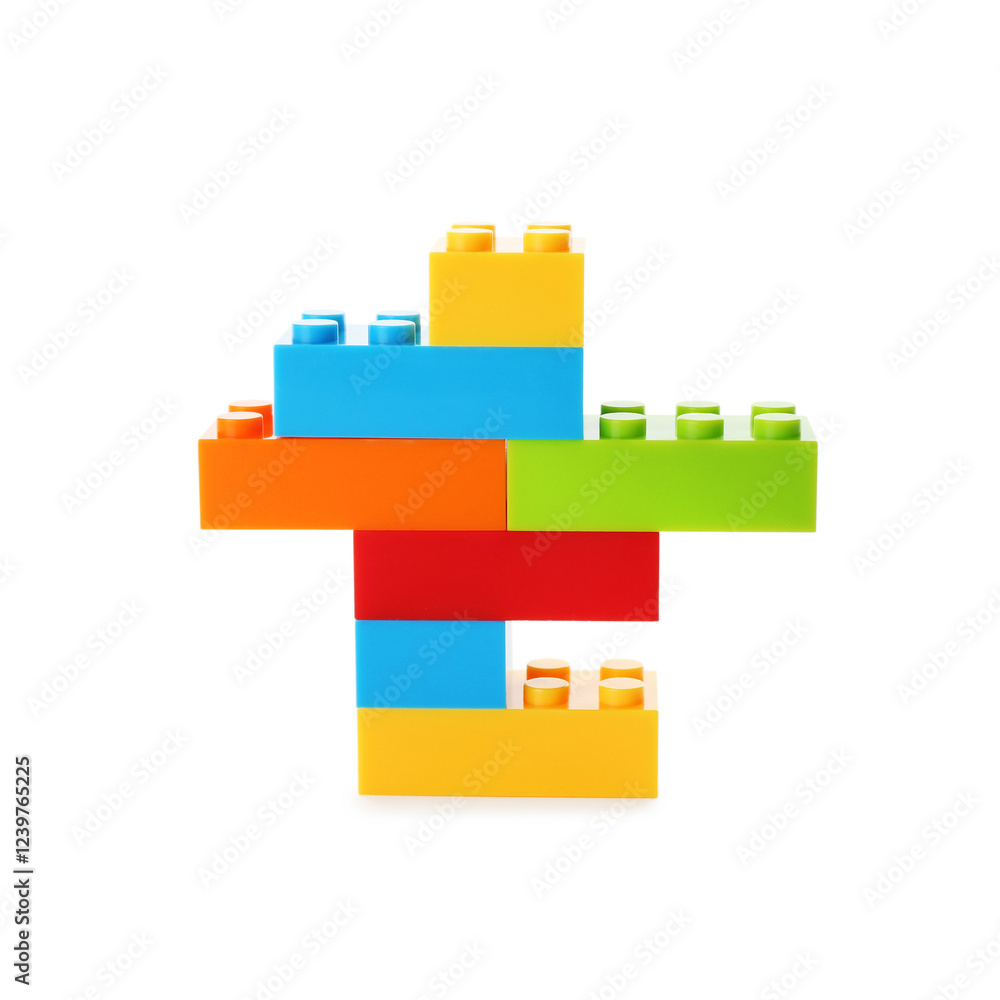 Construction toy. Figure made with building bricks isolated on white Construction toy. Figure made with building bricks isolated on white