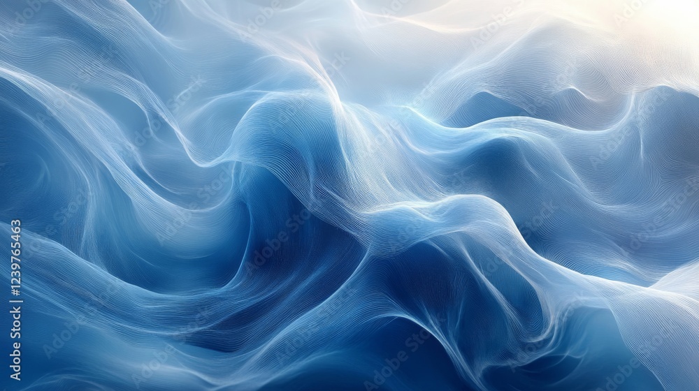 Obraz premium Abstract Blue Wave Pattern Digital Art