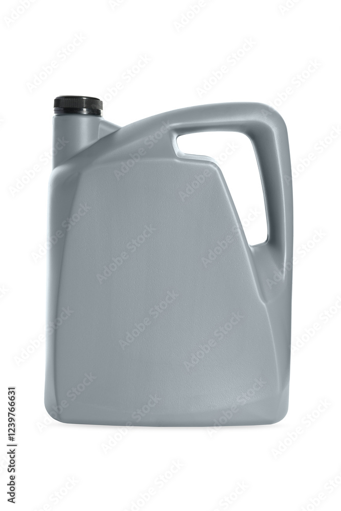 Obraz premium One grey plastic canister on white background