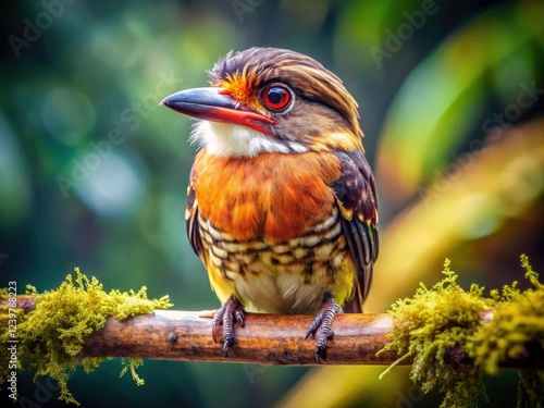 A classic image captures the beauty of a Colombian Puffbird (Bucco capensis) in its wild environment. photo