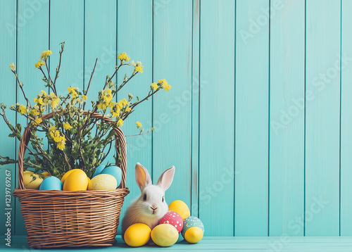 Obraz na płótnie easter eggs and bunny w salonie