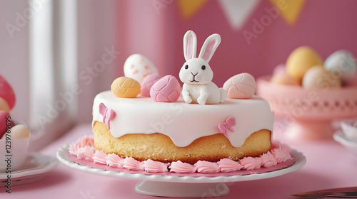easter cake with eggs and bunny