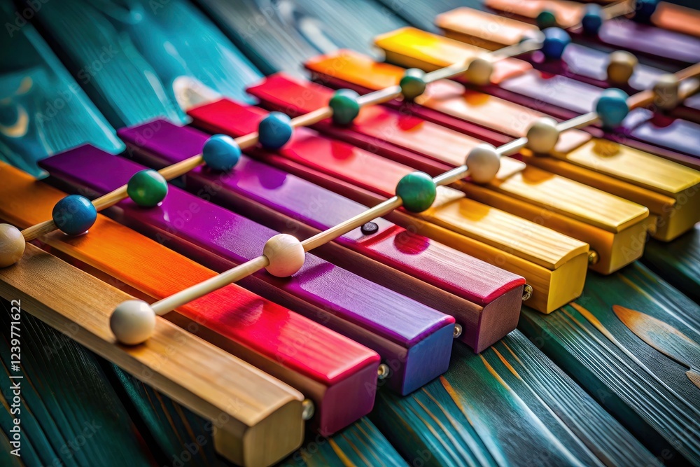 Naklejka premium A modern studio shot captures the simple beauty of a xylophone, its clean lines echoing musical harmony.