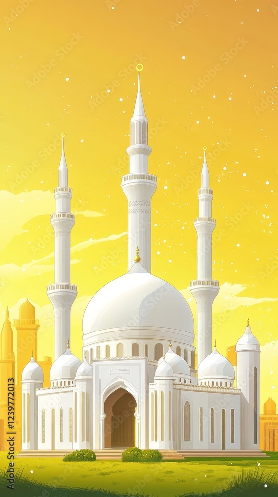 Obraz premium Mosque under yellow sky