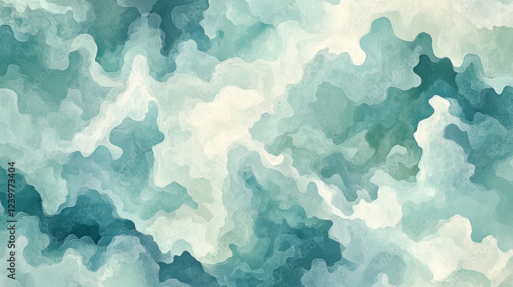 Obraz premium Abstract Teal and White Swirling Cloud Formation