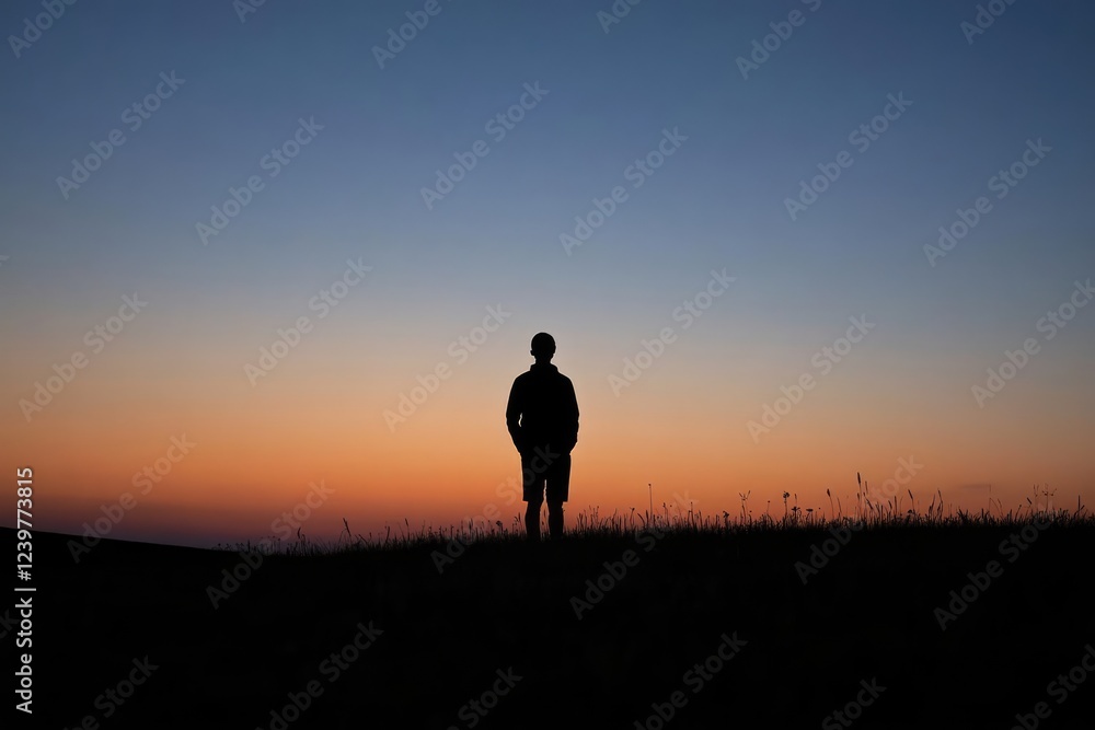a solitary figure silhouetted against soft twilight emphasizing isolation a solitary figure silhouetted against soft twilight emphasizing isolation