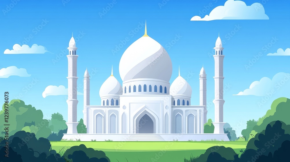 Fototapeta premium Mosque under blue sky. mosque. icon