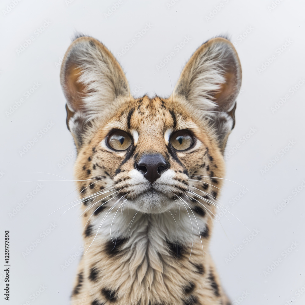 Obraz premium curious serval cat with striking features and expressive eyes