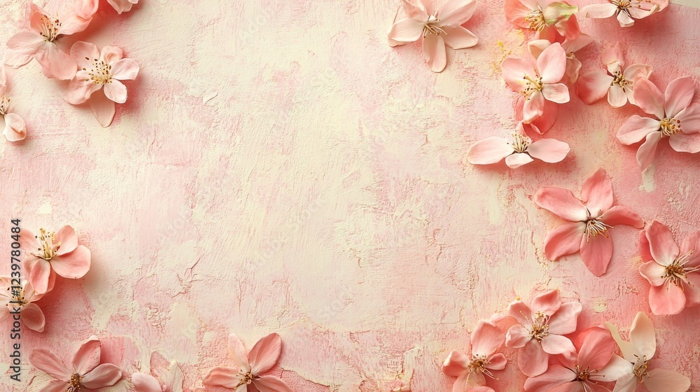 Obraz premium Delicate Pink Blossoms Frame Pastel Background