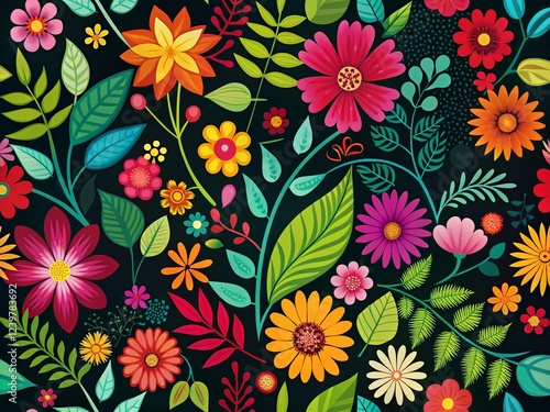 Lush Floral Silhouette Pattern for Invitations and Mother's Day Cards