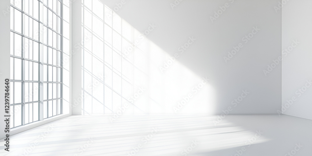 Sunlit Minimalism: Capturing a serene, light-filled space with expansive windows casting shadows across clean, modern interiors, evoking a sense of tranquility and potential. Sunlit Minimalism: Capturing a serene, light-filled space with expansive windows casting shadows across clean, modern interiors, evoking a sense of tranquility and potential.