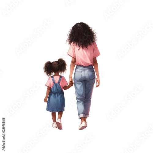 A heartwarming moment shared between a mother and daughter, showcasing love and connection as they walk together.