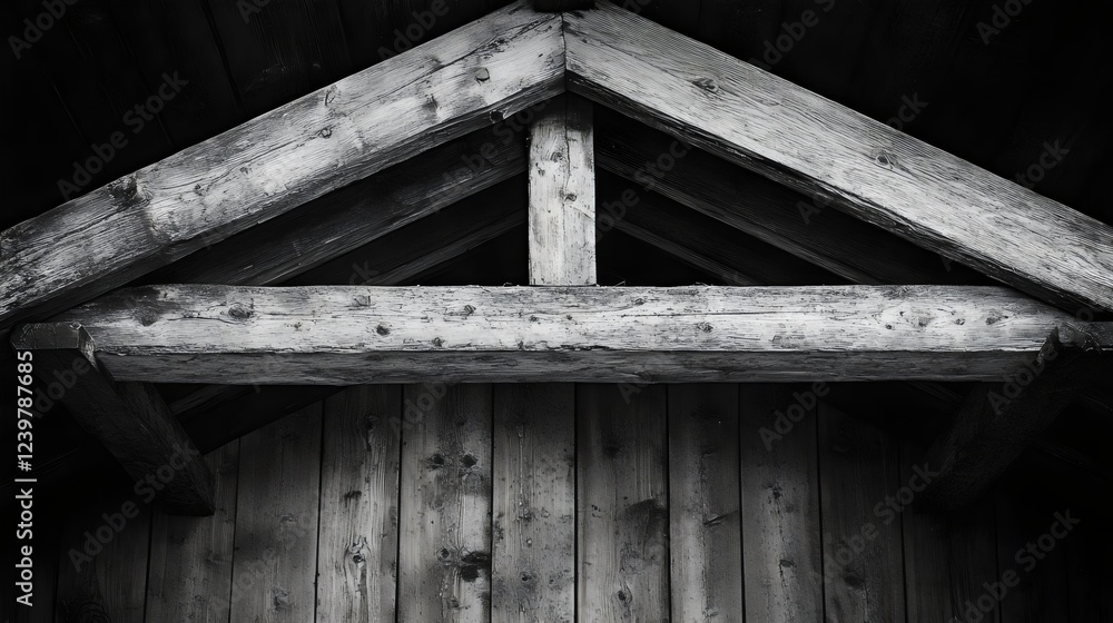 A wooden beam with a slanted roof A wooden beam with a slanted roof