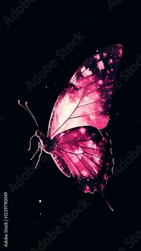 Colorful Butterfly on Black Background, Abstract Image, Texture, Pattern Background, Wallpaper, Cover and Screen for Smartphone, PC, Laptop, 9:16 and 16:9 Format