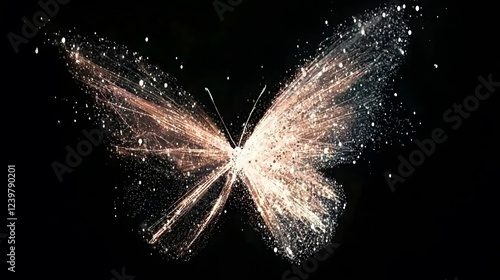 Colorful Butterfly on Black Background, Abstract Image, Texture, Pattern Background, Wallpaper, Cover and Screen for Smartphone, PC, Laptop, 9:16 and 16:9 Format