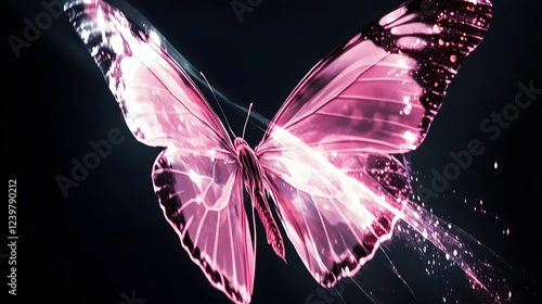 Colorful Butterfly on Black Background, Abstract Image, Texture, Pattern Background, Wallpaper, Cover and Screen for Smartphone, PC, Laptop, 9:16 and 16:9 Format