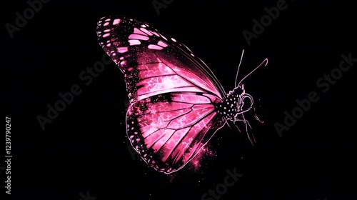 Colorful Butterfly on Black Background, Abstract Image, Texture, Pattern Background, Wallpaper, Cover and Screen for Smartphone, PC, Laptop, 9:16 and 16:9 Format