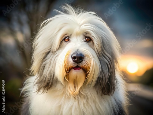 Instagram-worthy! This fluffy Old English Sheepdog puppy is undeniably adorable.  Cute dog photo. photo