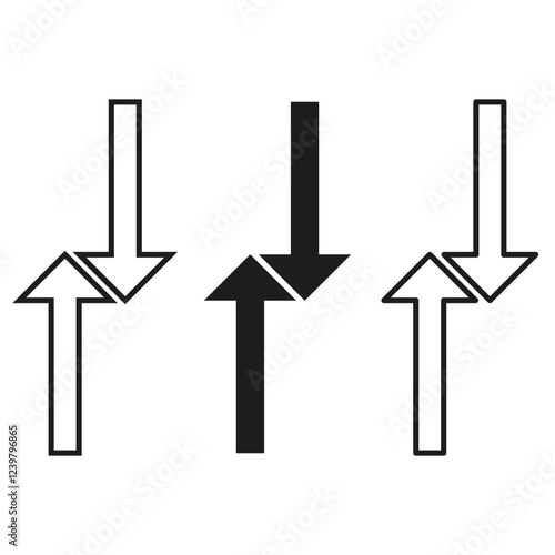 Arrow symbols. Up and down. Movement graphic. Vector illustration.