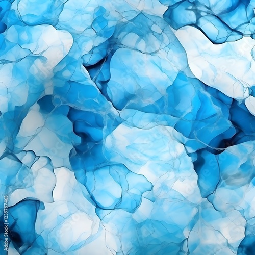 Wallpaper Mural Abstract Blue and White Alcohol Ink Pattern Torontodigital.ca