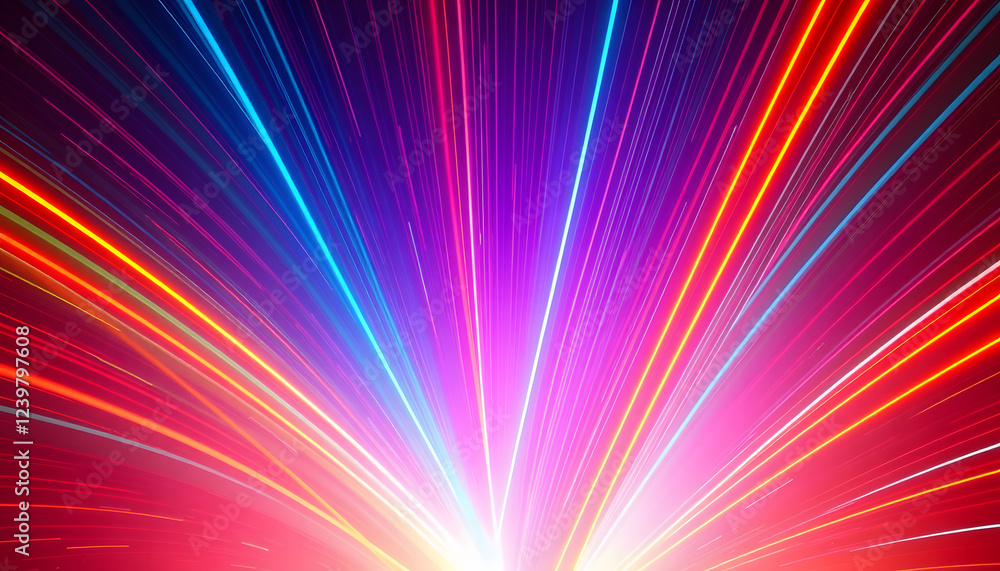 Obraz premium 3d render, abstract multicolor spectrum background, bright orange blue neon rays and colorful glowing lines, comic art. isolated with white shades