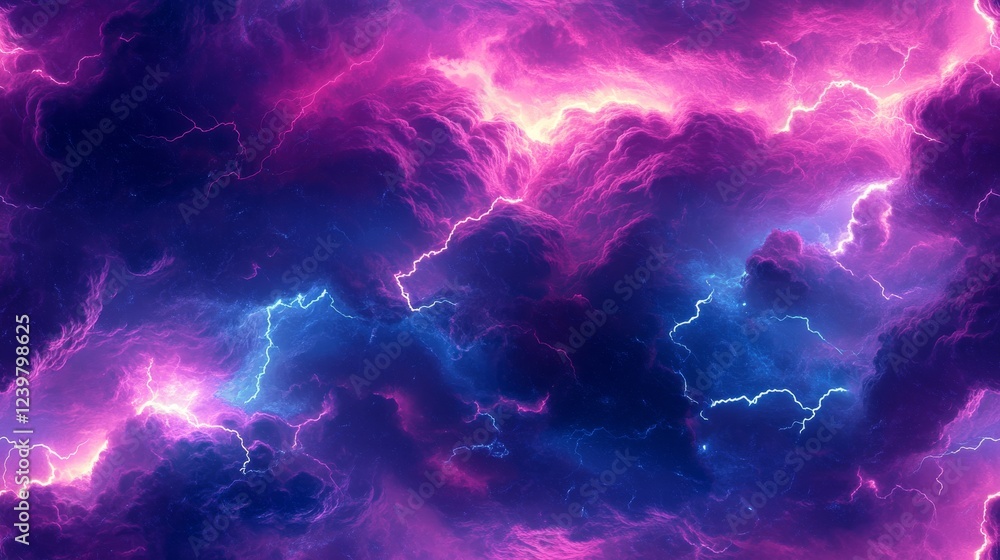 Fototapeta premium Abstract Purple and Blue Lightning Storm Cloudscape