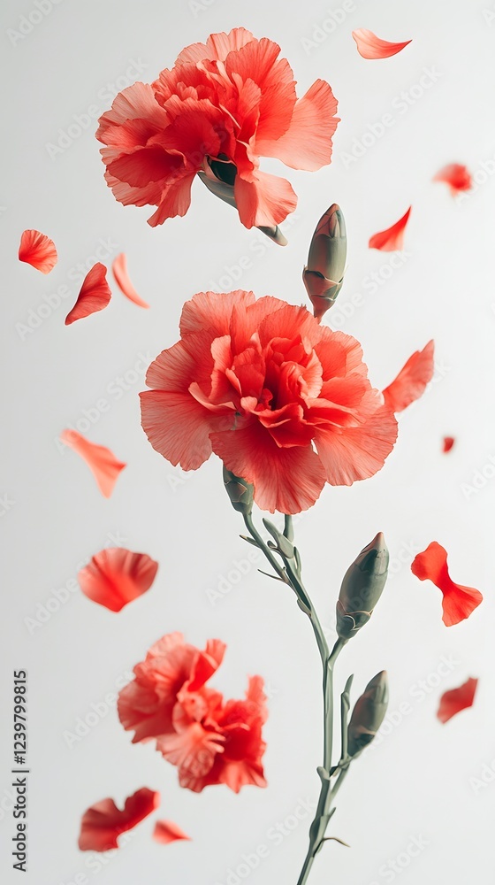 Floating Shattered Flowers, on White Background, Abstract Image, Texture, Pattern Background, Wallpaper, Cover and Screen of Smartphone, PC, Laptop, 9:16 and 16:9 Format Floating Shattered Flowers, on White Background, Abstract Image, Texture, Pattern Background, Wallpaper, Cover and Screen of Smartphone, PC, Laptop, 9:16 and 16:9 Format