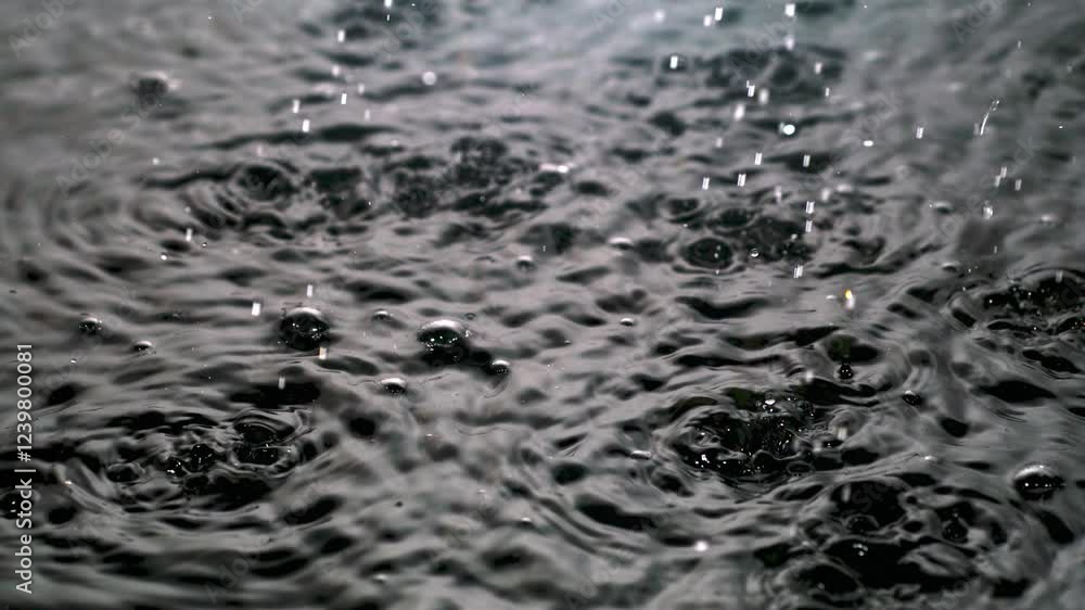 Light rain on the surface of a lake. 5000fps slow motion Light rain on the surface of a lake. 5000fps slow motion
