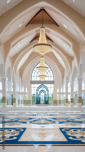 Wallpaper Mural Mosque interior with ornate chandeliers and intricate tilework, serene atmosphere, and Islamic architecture concept Torontodigital.ca