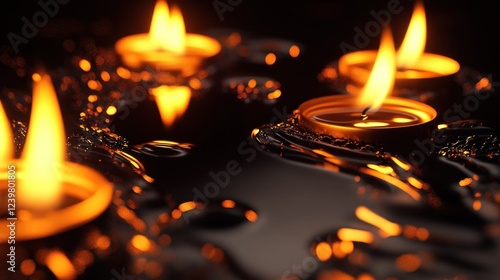 Wallpaper Mural Floating candles, dark water, night, reflection, spa Torontodigital.ca