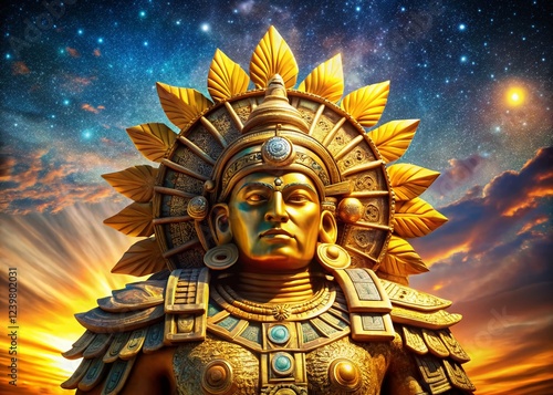 Wallpaper Mural Majestic Aztec Tonatiuh, the Sun God, Illuminating the Night Sky Torontodigital.ca