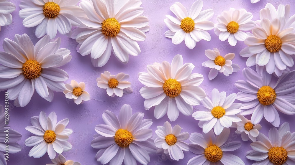 Lovely Lavender Background with White Daisies Lovely Lavender Background with White Daisies