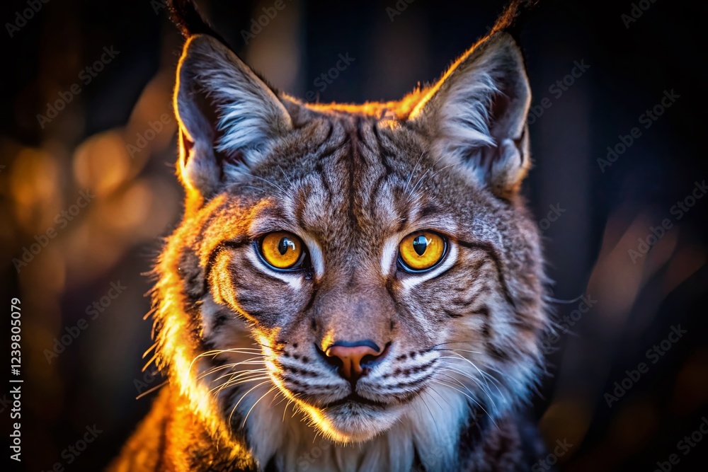 Fototapeta premium Majestic Lynx Night Prowl: Panoramic Wildlife Photography