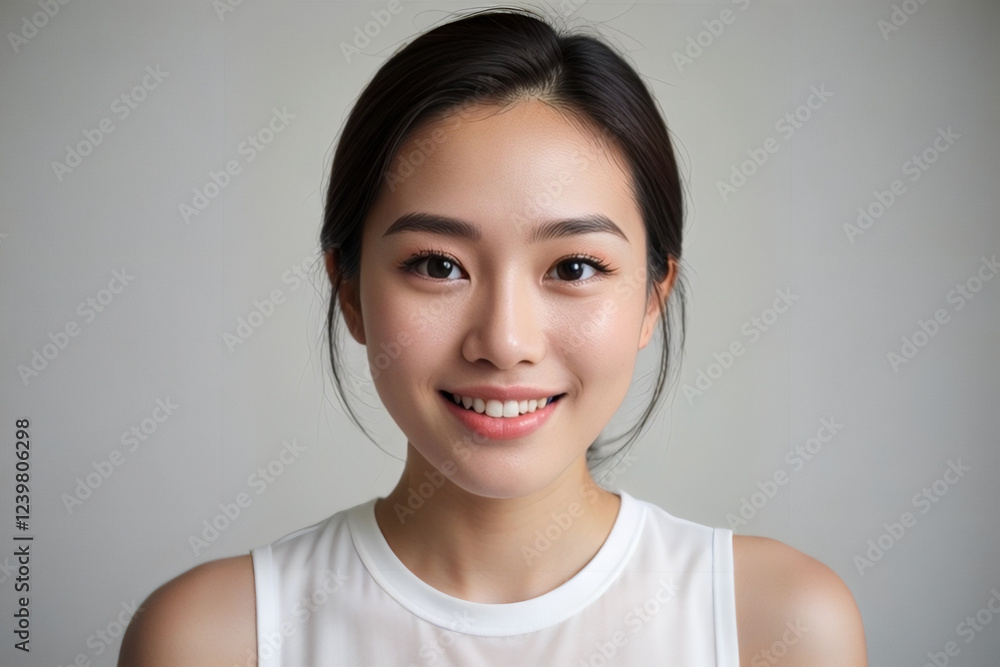 Portrait of a young asian woman with beautiful smile and clean skin Portrait of a young asian woman with beautiful smile and clean skin