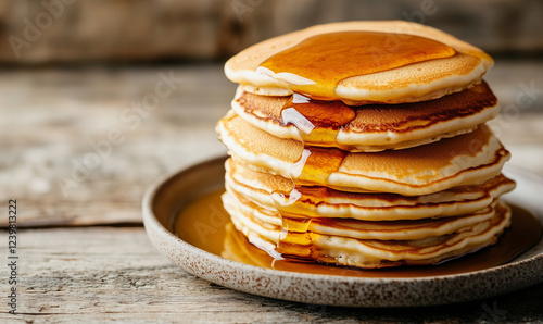 Wallpaper Mural Stack of Pancakes and Syrup on Plate, A Perfect Breakfast Setup Ready for Enjoyment Torontodigital.ca