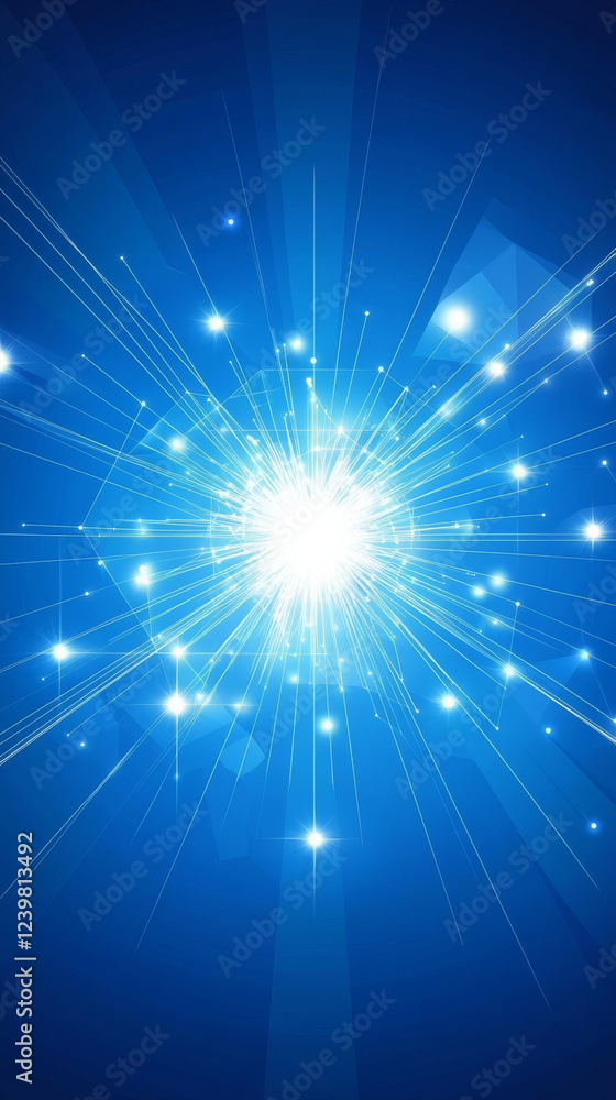 Bright blue abstract light burst with glowing lines Bright blue abstract light burst with glowing lines