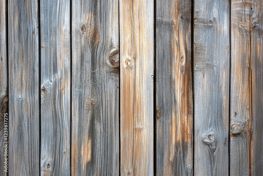 Fototapeta premium Grey and brown weathered wooden planks. Ideal for rustic backgrounds, textures, and design projects.