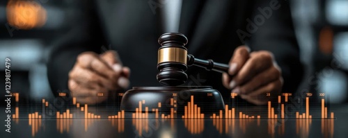 Wallpaper Mural Gavel and Financial Graphs Representing Legal and Business Decisions   Concept of justice legislation finance and data driven decision making in law governance and commerce Torontodigital.ca