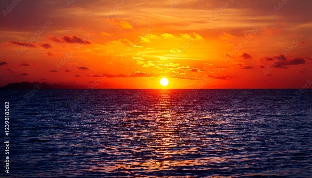 Obraz premium sunset over a tranquil ocean 