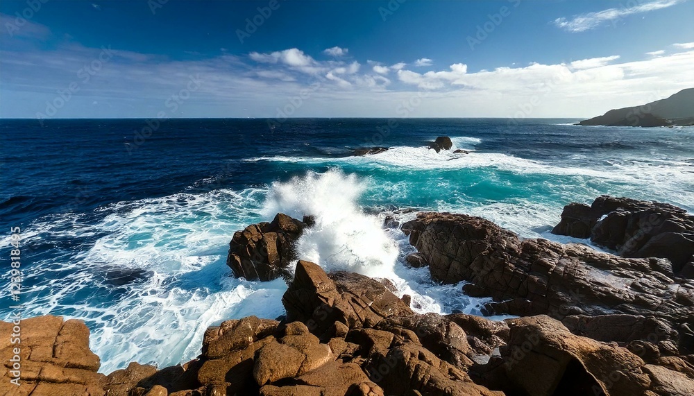 Fototapeta premium coastline with crashing waves 