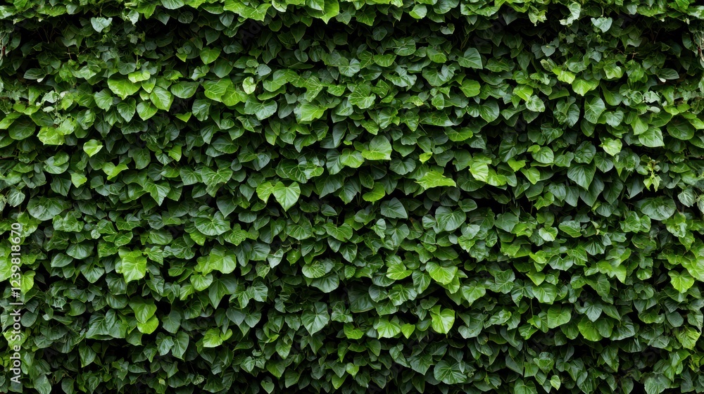 A dense wall of vibrant green leaves, creating a natural backdrop. A dense wall of vibrant green leaves, creating a natural backdrop.