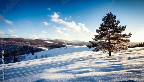 Wallpaper Mural covered landscape with a lone pine tree  Torontodigital.ca