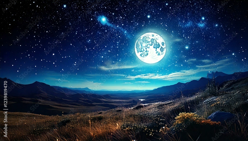 Fototapeta premium sky with a bright full moon 