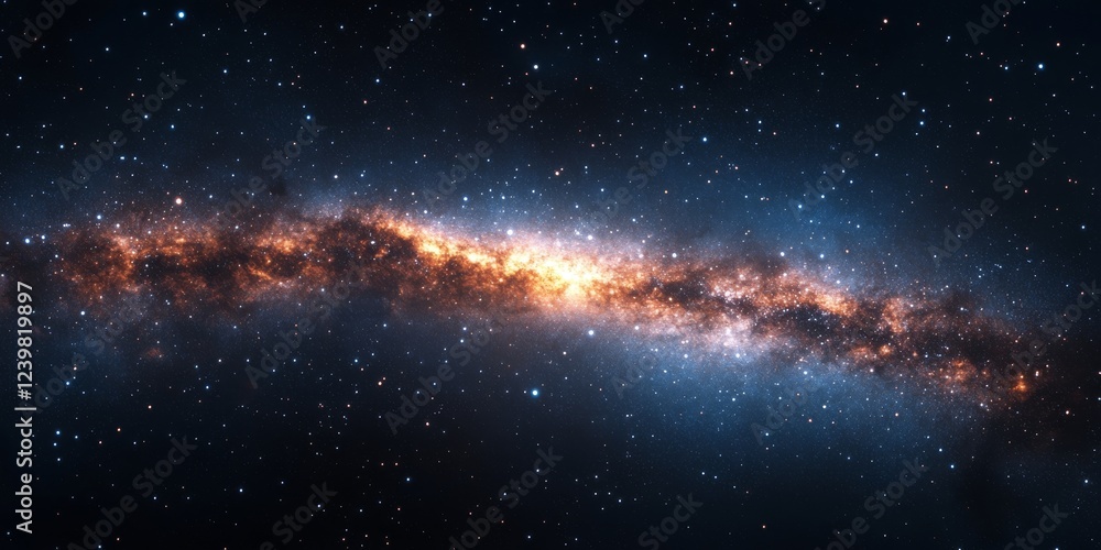 Fototapeta premium Stunning Photorealistic Space Scene with Glowing Galaxy and Stars